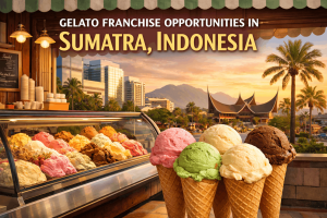 Ingin buka franchise gelato di Sumatera? Pelajari peluang bisnis gelato di Medan, Palembang, Pekanbaru, Batam, Padang, dan kota besar lain.